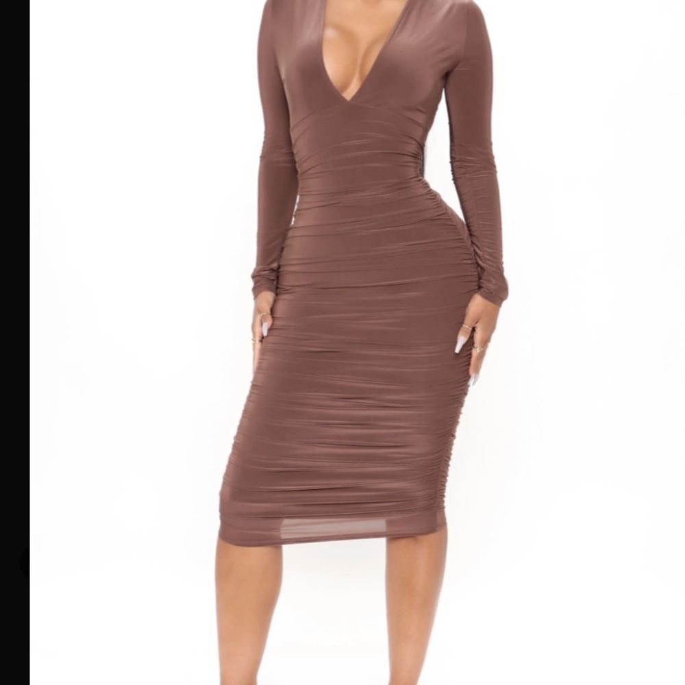 brown bodycon dress